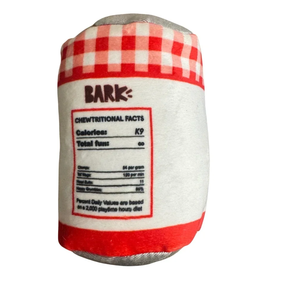 Bark Beggars Choice Thanksgiving Table Scraps Plush Squeaky Dog Toy Can